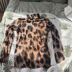 GANNI Leopard Print Long Sleeve Top Size L